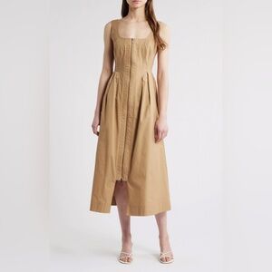 Zoe and Claire Pleated Zip Cotton Midi Dress - small sold out NWT